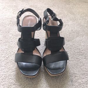 Franco Sarto black leather wedges, size 6.5